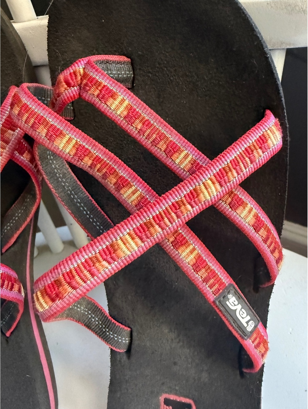 Teva Women's Strappy Pink and Orange Sandals - Picture 3 of 7